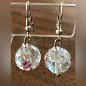 Vintage Czechoslovakian hand blown glass earrings